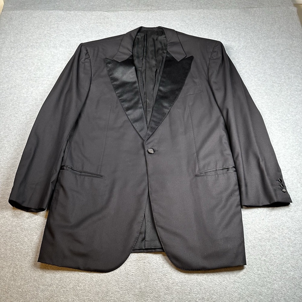 Kiton Napoli Diamante Blu Super 150's Black Wool Tuxedo Jacket IT 55/US 45 Italy